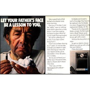 1970 Remington Lektro Blade 6 Electric Razor Shaver 2 Page Vintage Print Ad Art